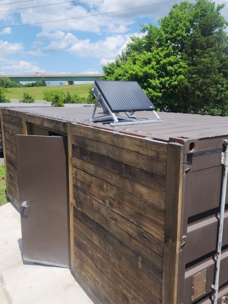 Ballsted solar shipping container lighting kit